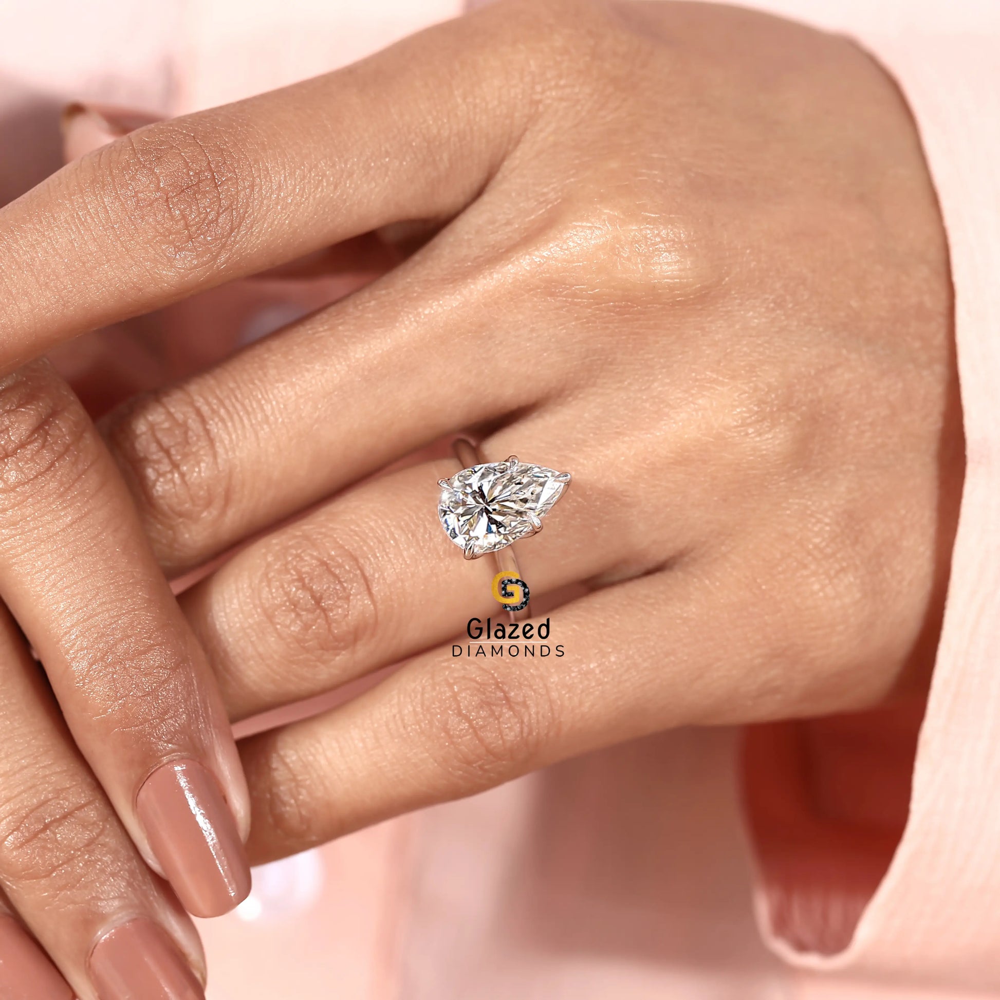 IGI Certified Solitaire Pear Lab Diamond Wedding Ring
