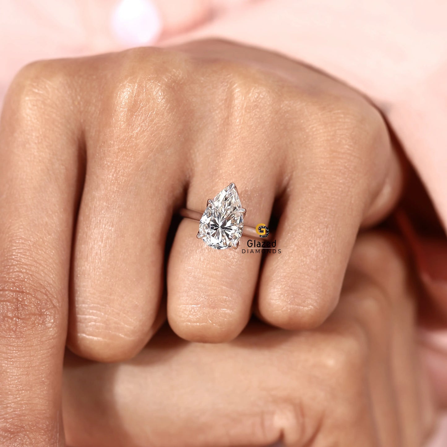 IGI Certified Solitaire Pear Lab Diamond Wedding Ring For Women
