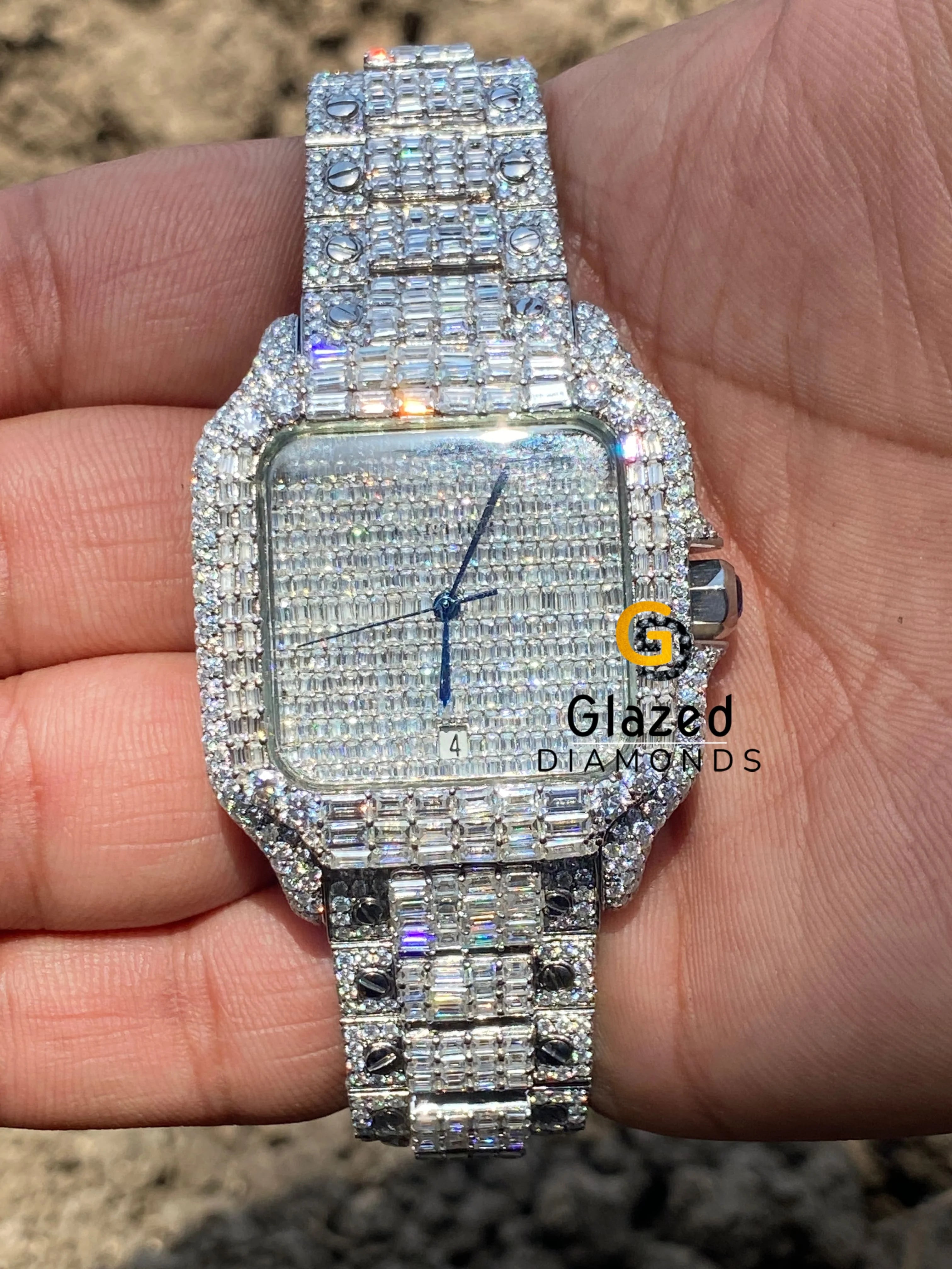 Baguette VVS Moissanite Fully White Studded Iced Diamond Watch