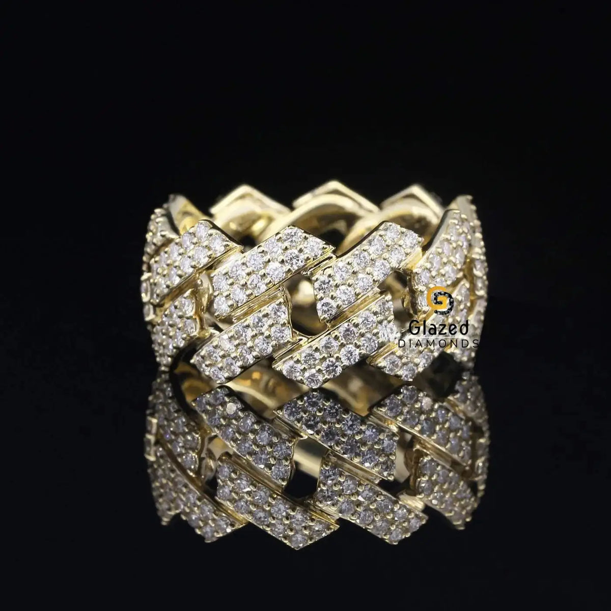 Men's Iced Out Moissanite Miami Cuban Link Rapper Ring