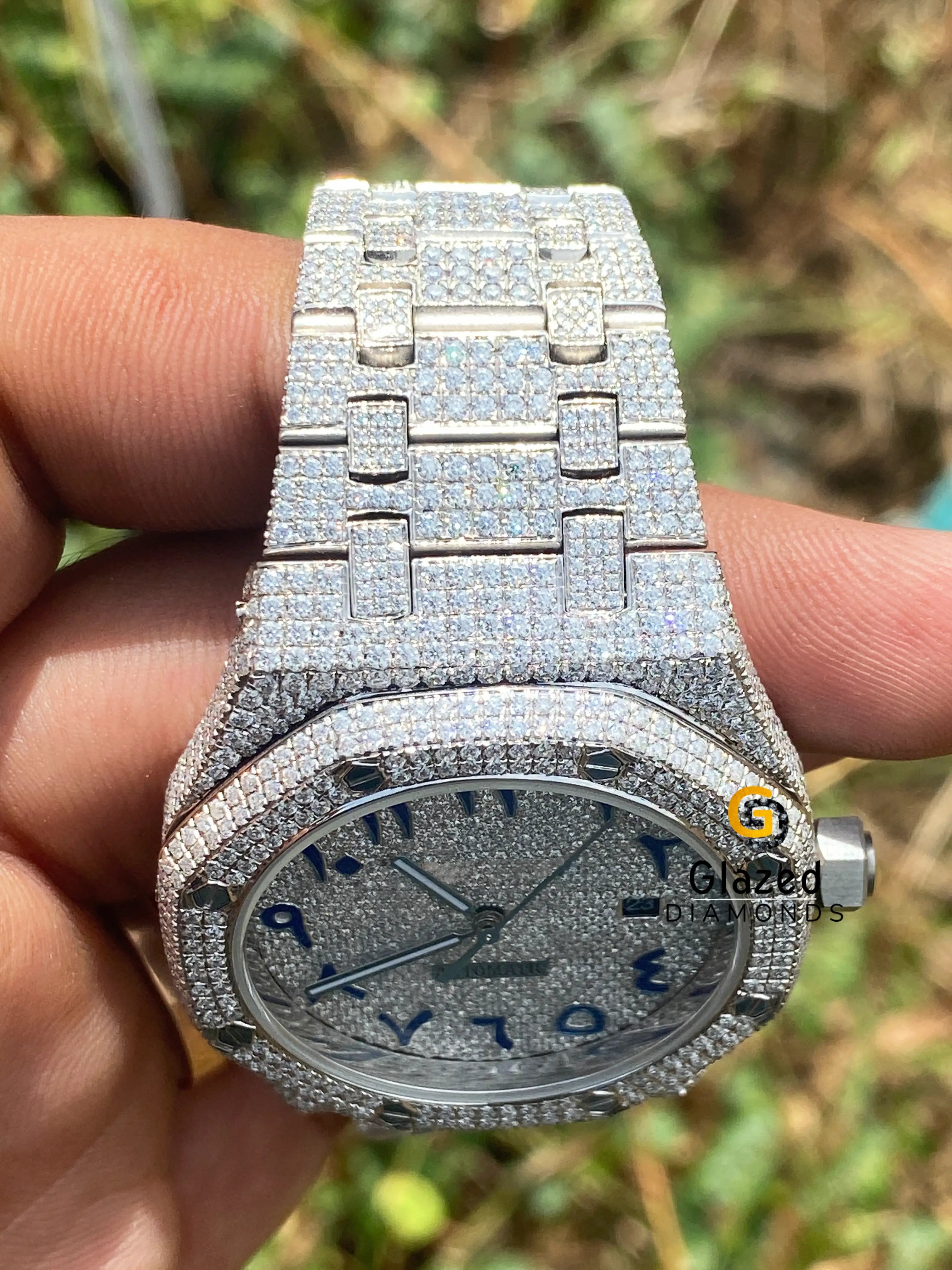 Purchase Blue Arabic Numerals Diamond Hip Hop Watch