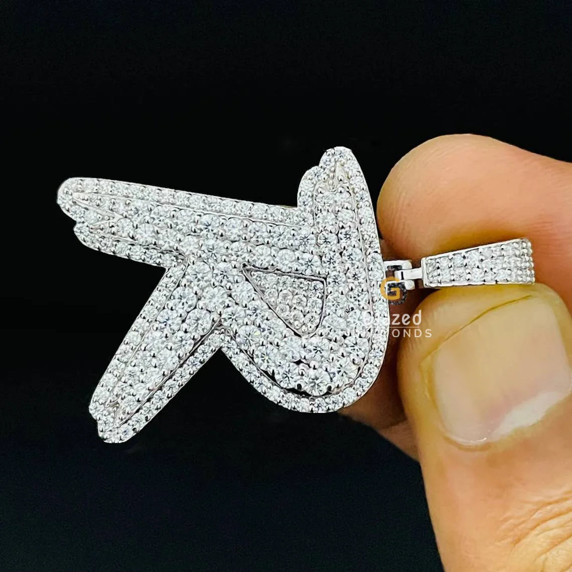 Initial R Letter Moissanite Diamond Iced Hip Hop Pendant