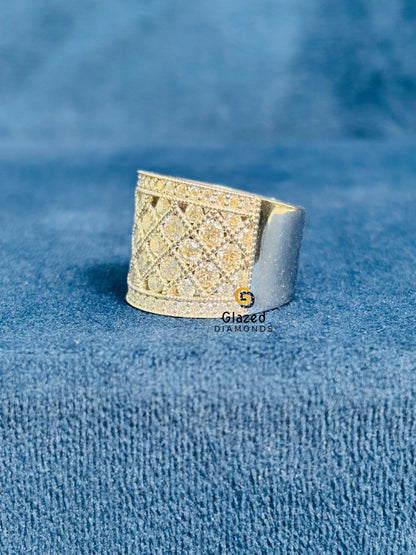 925 Silver Milgrain Studded Moissanite Criss Cross Hip Hop Ring