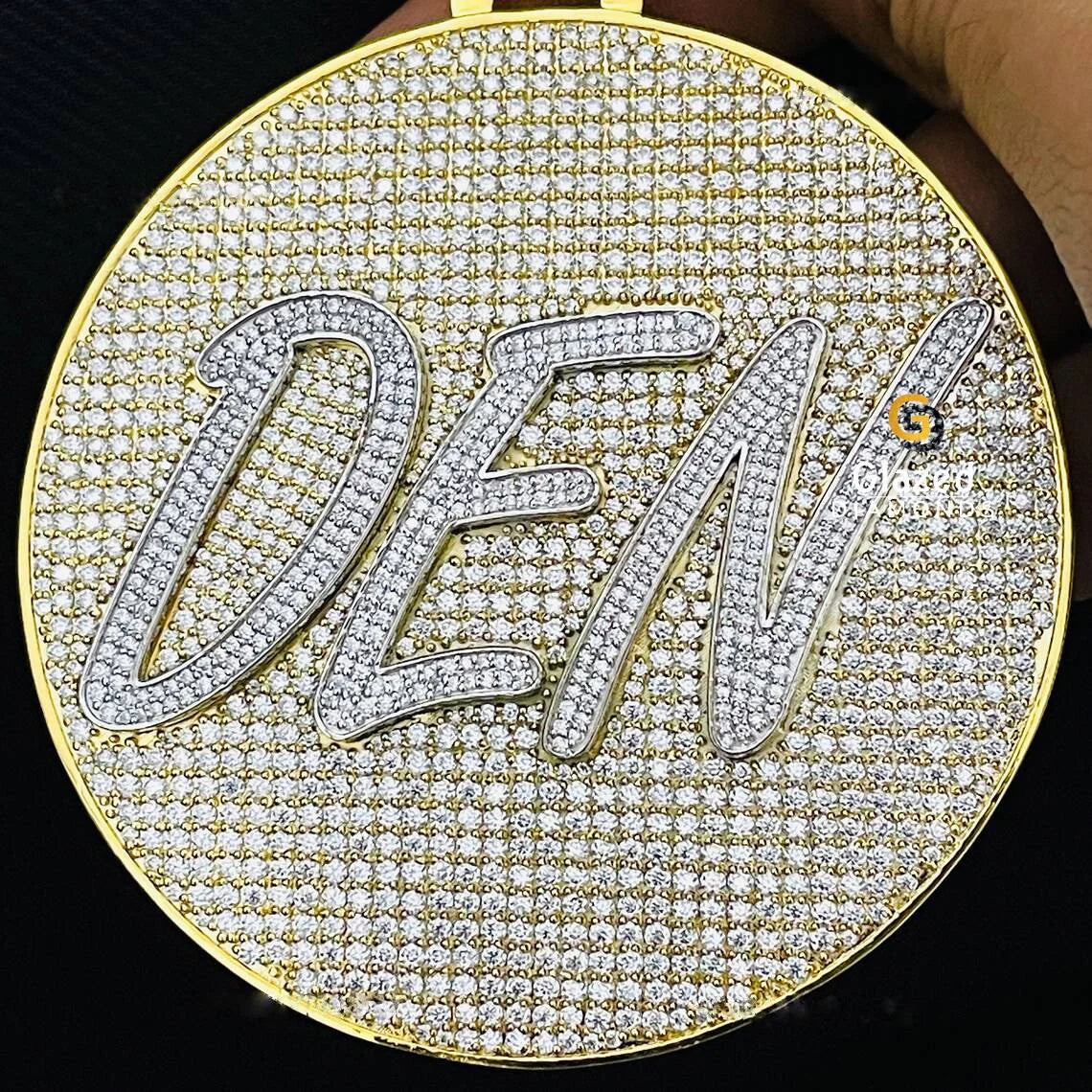 Two Tone Customized Big Round in Diamond Letter Hip Hop Pendant