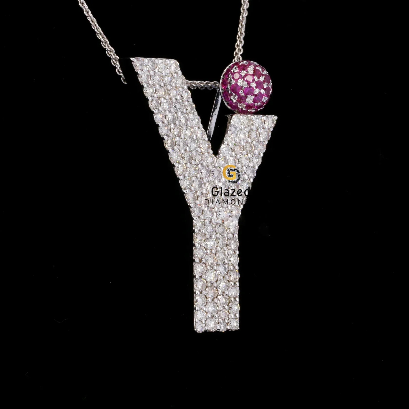 VVS Moissanite Diamond Studded Y Initial Letter Hip Hop Pendant