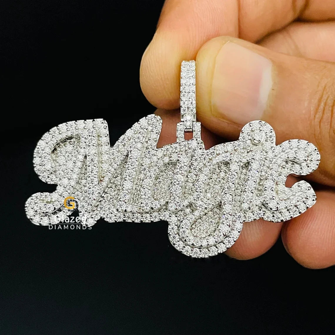 Bust Down Magic Name Letter Moissanite Iced Out Pendant