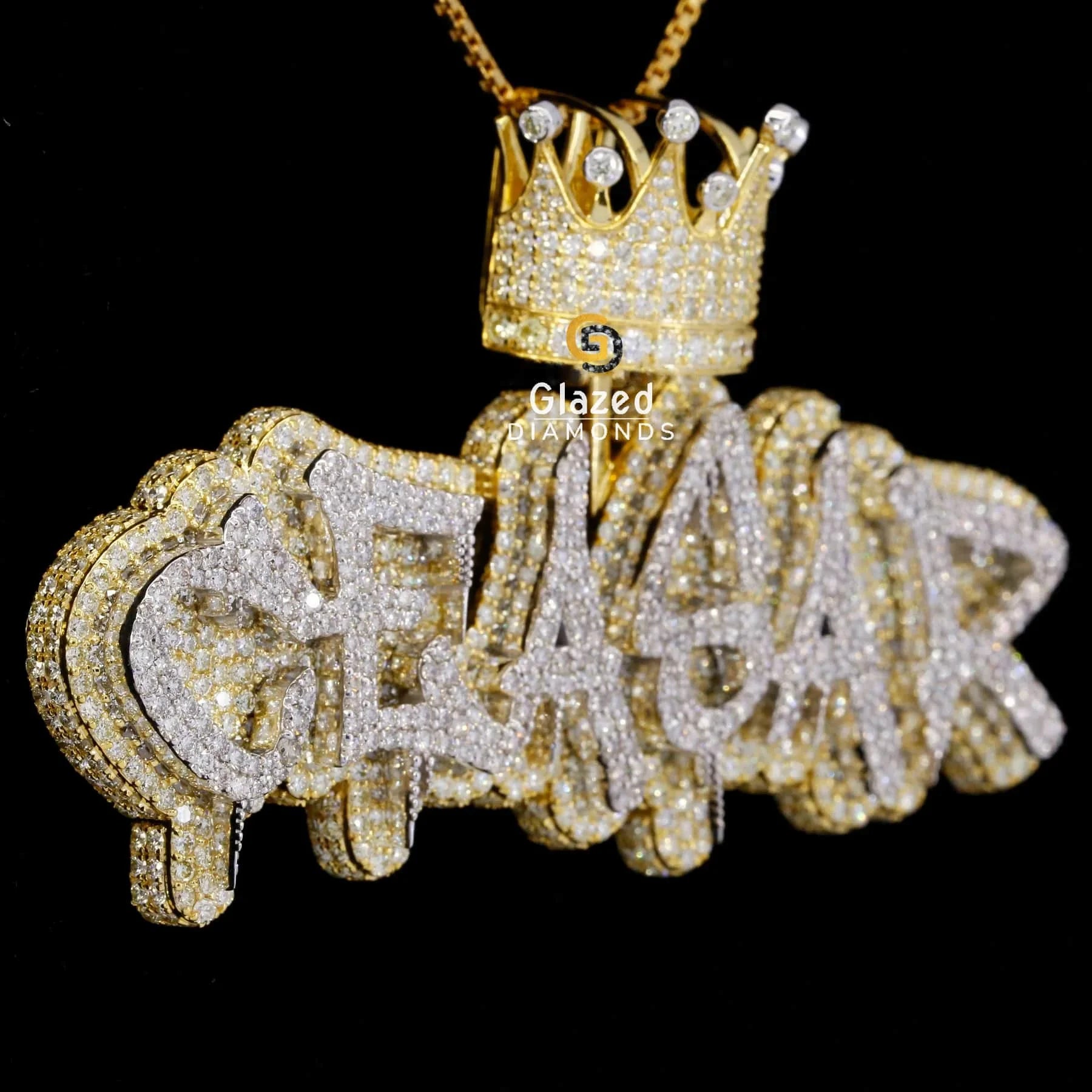 Hip Hop Moissanite Diamond Crown CEASAR Name Bust Down Pendant