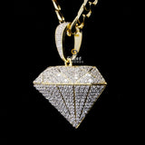 Mens Hip Hop Style Diamond Shape Moissanite Bust Down Pendant