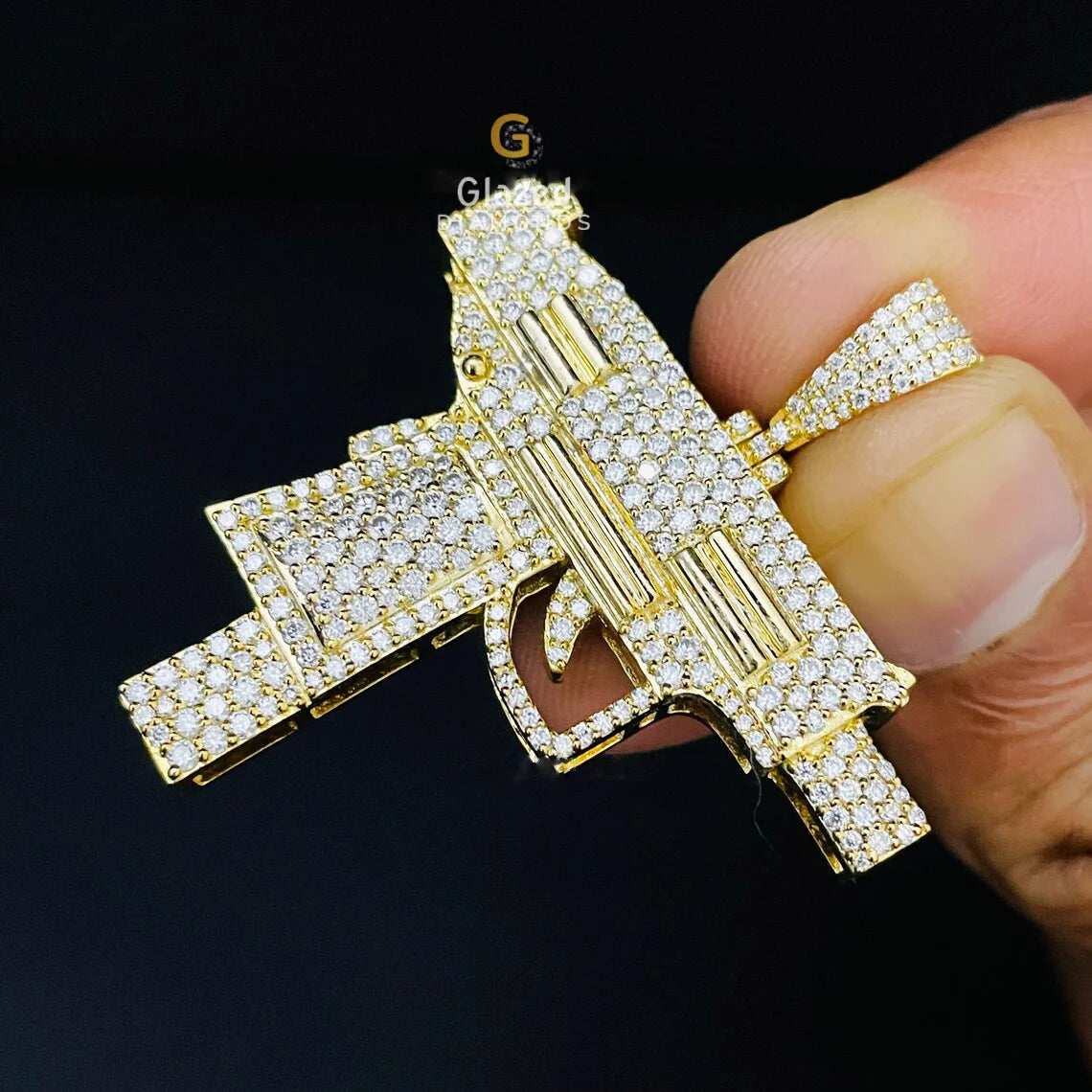 VVS Moissanite Diamond Iced Out Gun Hip Hop Pendant For Gift