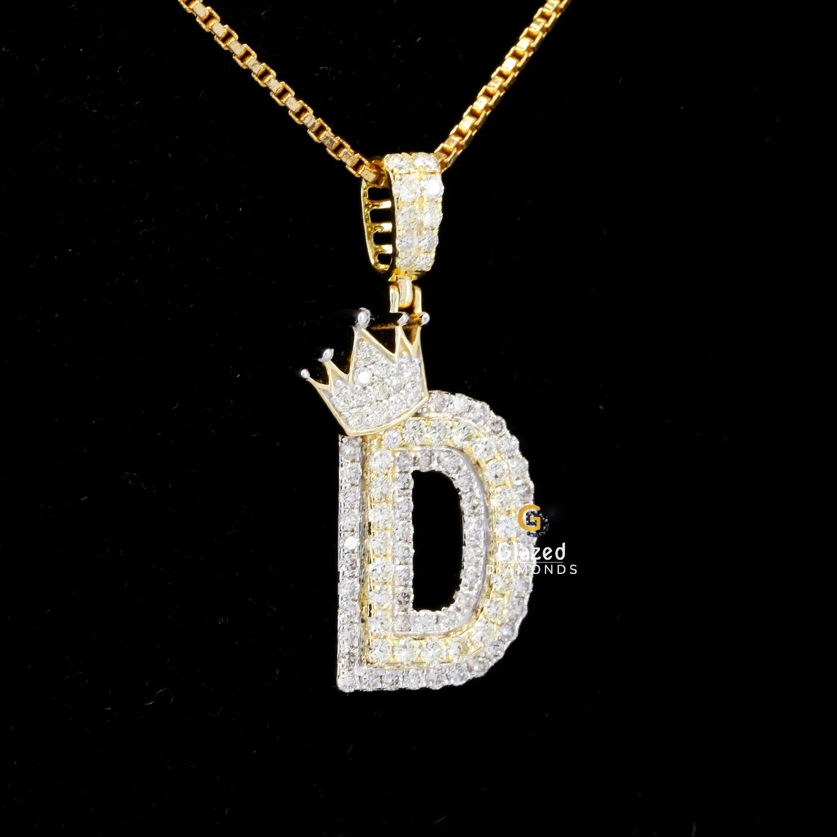 Iced Out Custom Initial Letter D With King Crown Moissanite Hip Hop Pendant