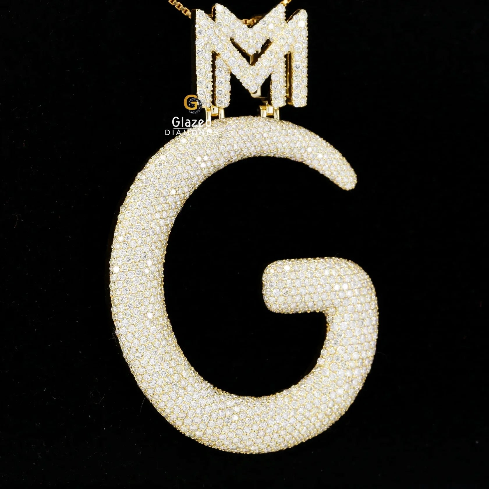 Hip Hop Style Initial G Letter Bust Down Moissanite Diamond Pendant