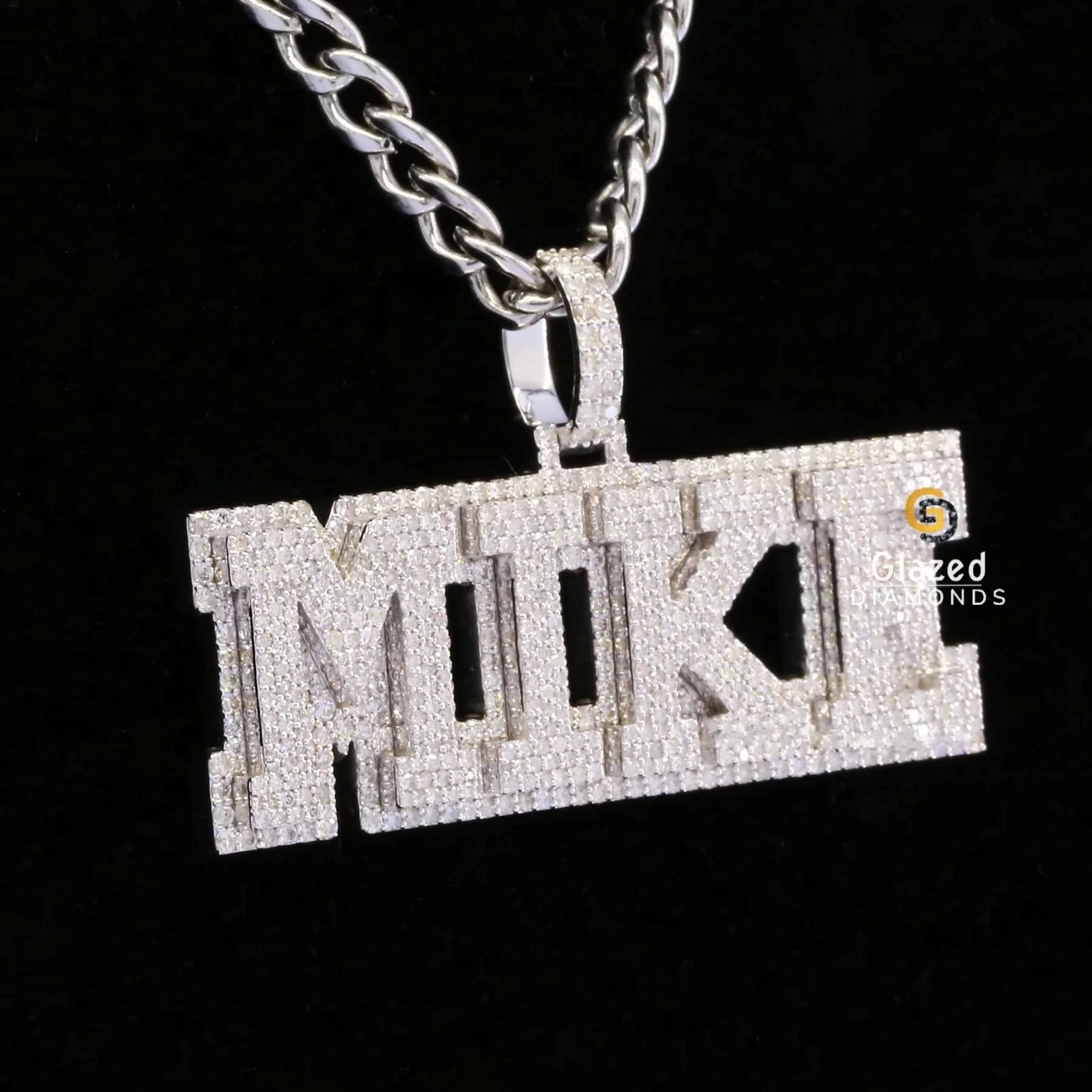 Custom Hip Hop Moissanite Diamond Studded MIKE Name Pendant