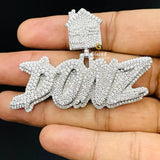 VVS Moissanite Diamond Bust Down Name Pendant with Trap House Bail