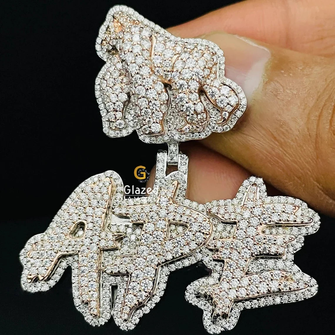 Iced Out APE Custom Letter Moissanite Pendant With Gorilla Bail