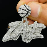 Custom Basketball Bail Iced Out Moissanite Letter Pendant