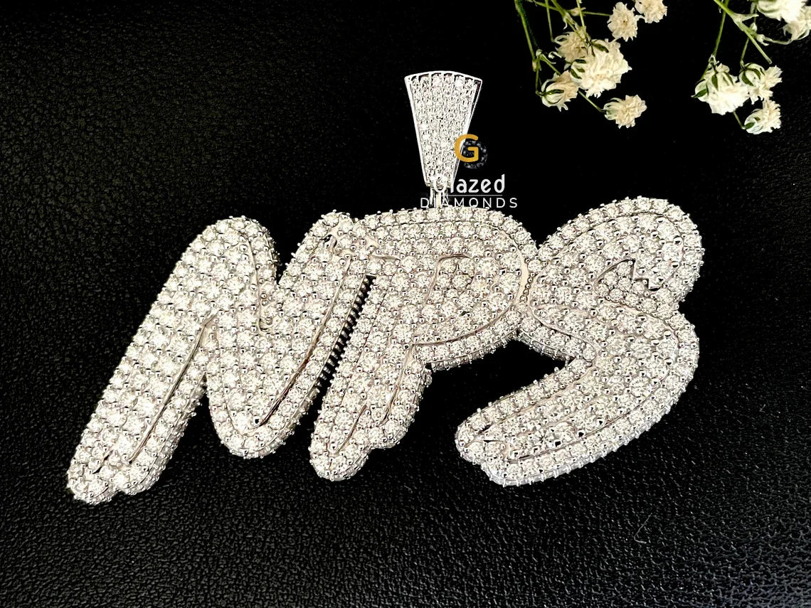 Full Iced Out VVS Moissanite Custom Rapper Name Letter Pendant