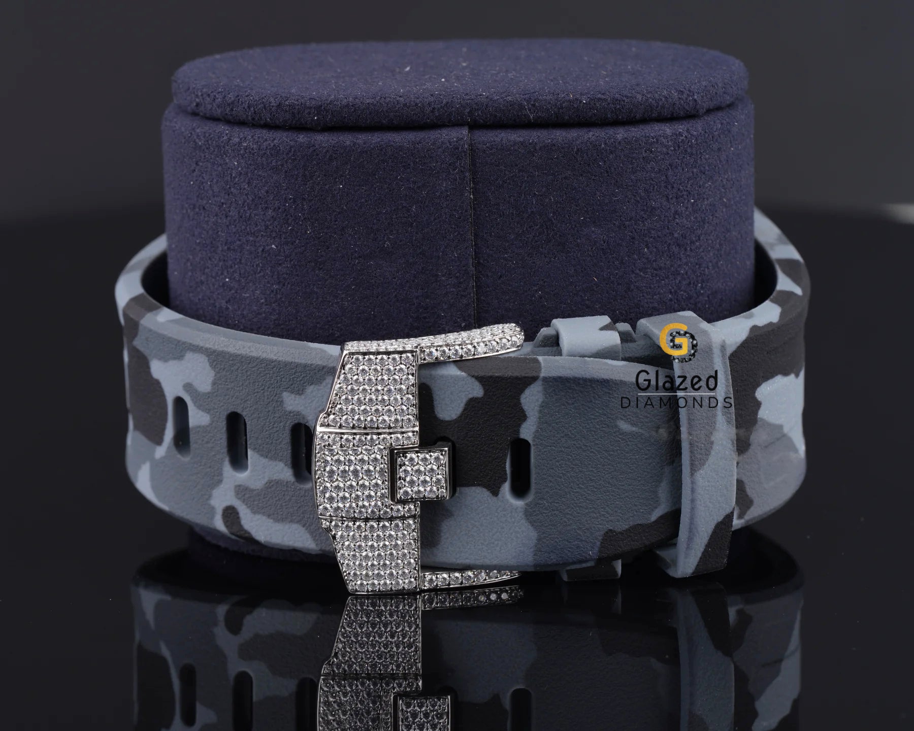 Multi Dial Gray Silicon Army Strap Iced Out Moissanite Watch Men