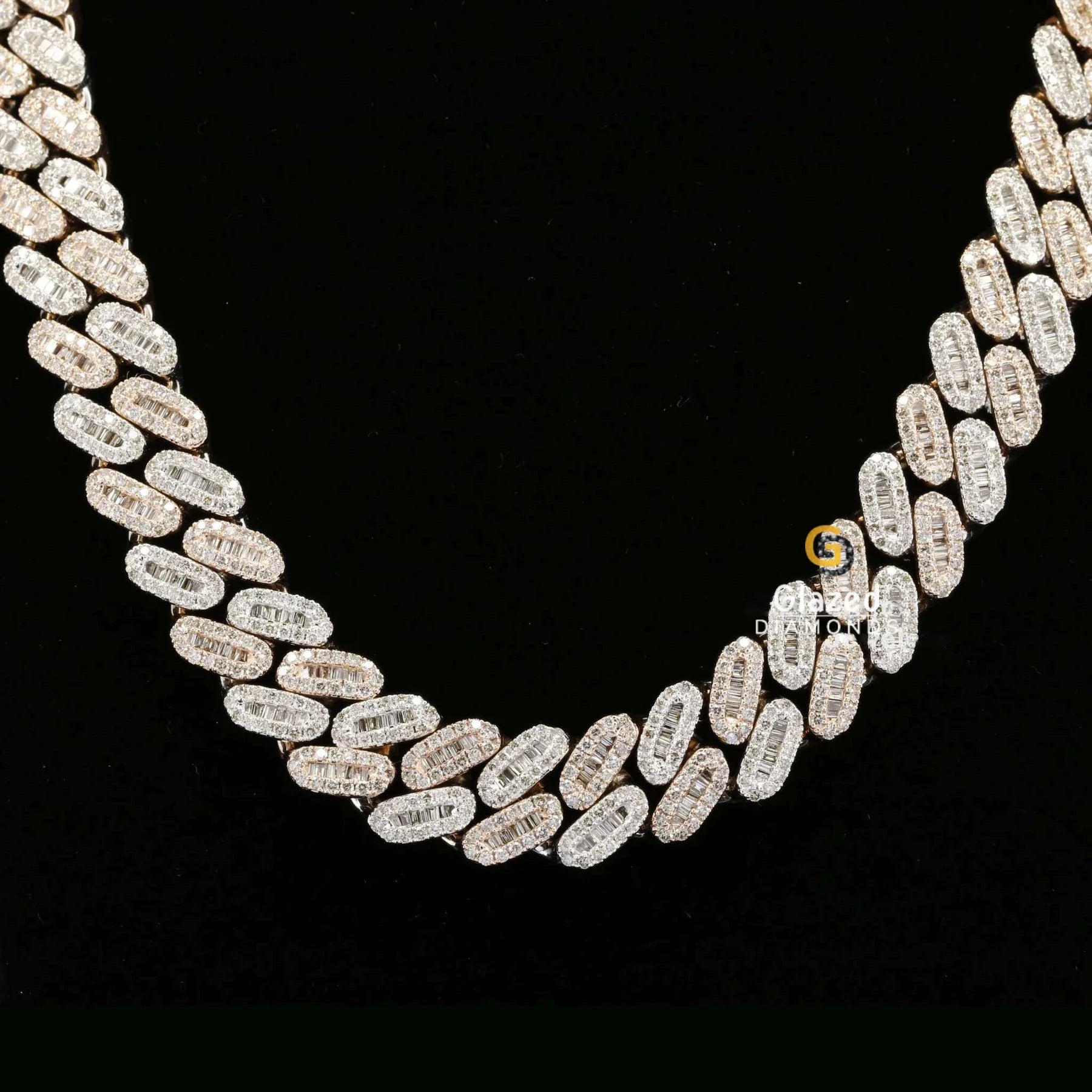 15MM Baguette and Round Cut Moissanite Diamond Cuban Link Chain