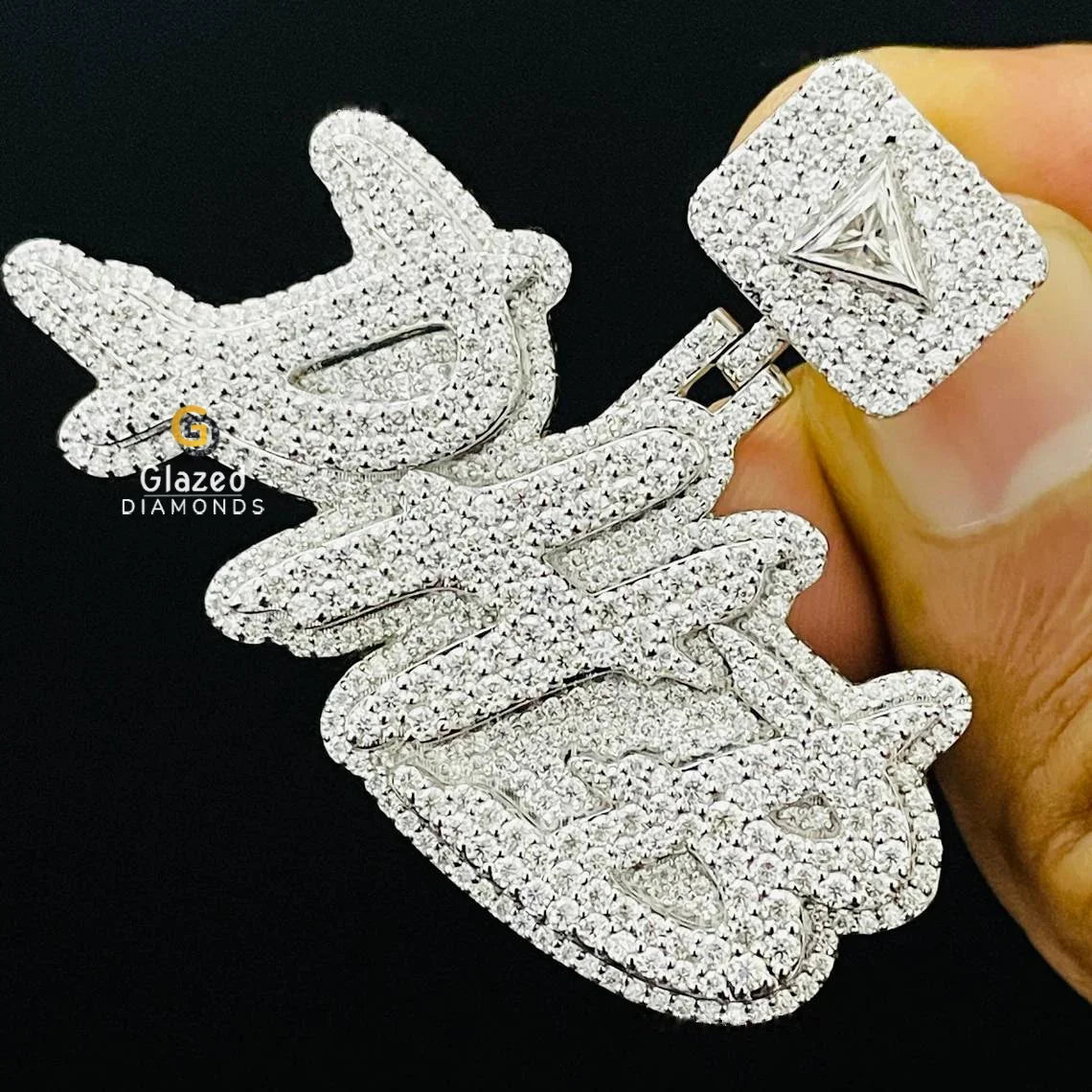 DHB Letter Name Custom Fully Iced Out Moissanite Pendant