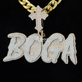 Rappers Style Iced Out Moissanite BOGA Custom Name Iced Cross Pendant