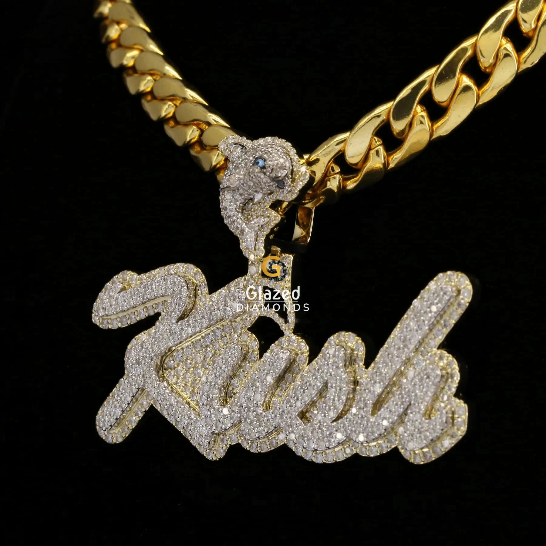 Bust Down Custom Kush Name Moissanite Diamond Hip Hop Pendant