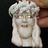 VVS Moissanite Baguette Crown Iced Out 3D Jesus Pendant