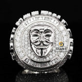 Fully Iced Out Baguette and Round Moissanite Custom Vendetta Mask Ring