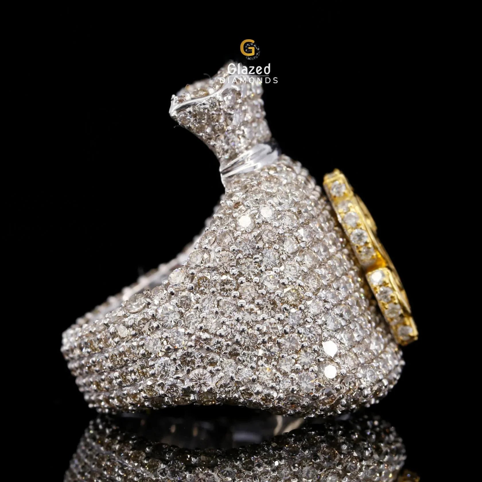 Luxury Moissanite Diamond Iced Out Dollar Bag Hip Hop Ring