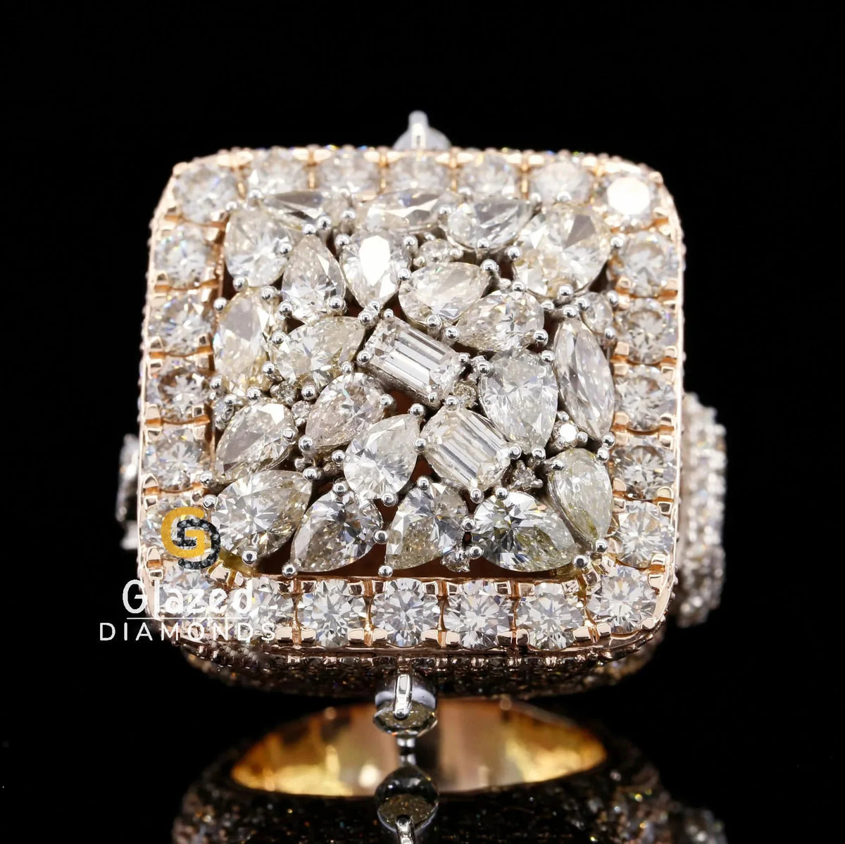 Mens Iced Out Multi Shape Moissanite Diamond Fancy Championship Hip Hop Ring