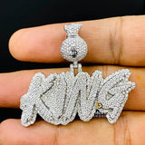 Hip Hop King Name Moissanite Pendant with Dollar Bag Bail