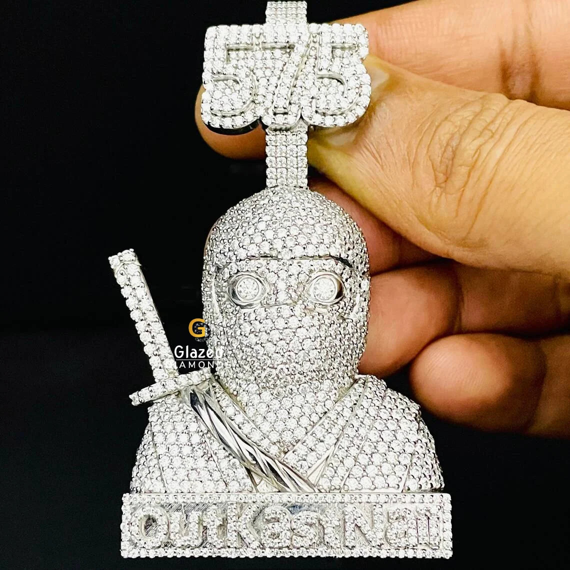 VVS Moissanite Diamond Hip Hop Ninja Face Pendant