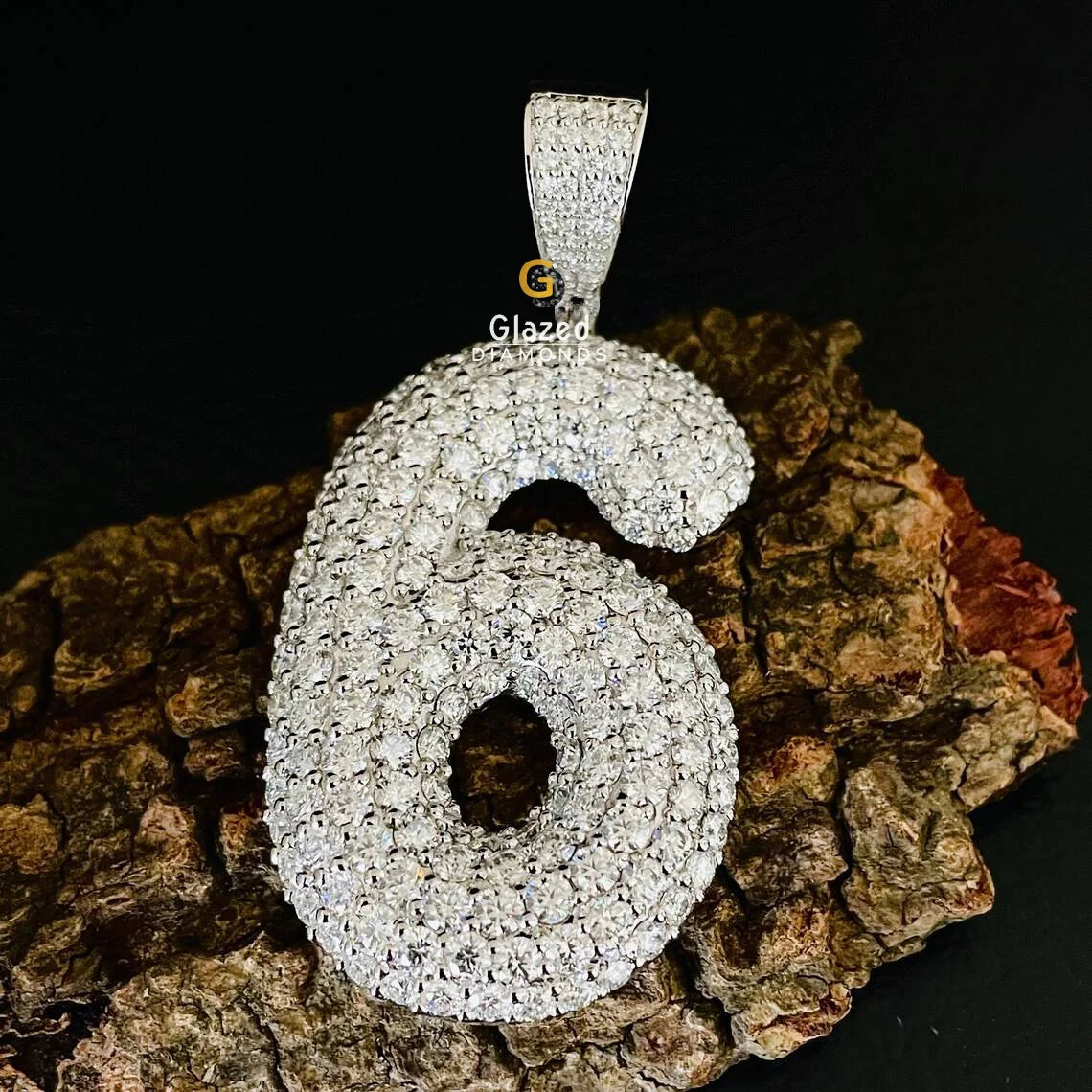 VVS Moissanite Diamond Custom Bubble Number Hip Hop Pendant