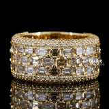 Iced Out Baguette and Round Cut Moissanite Diamond Wide Hip Hop Ring