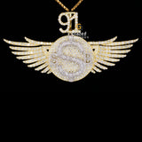 Customized Iced Out S Wings Moissanite Diamond Bust Down Pendant