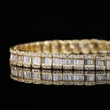 Baguette and Round Cut Moissanite Diamond Hip Hop Tennis Bracelet