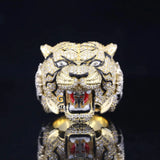 Customized Hip Hop Fully Iced Out Tiger Face Moissanite Championship Ring