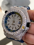 Custom Iced Out VVS Moissanite Diamond Army Silicon Band Watch For Men