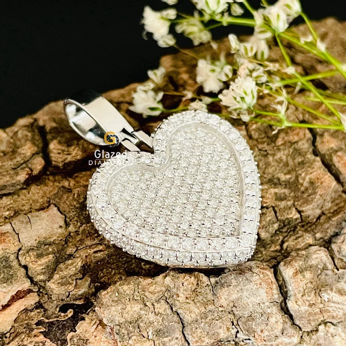 Fully Iced Out Round Moissanite Diamond Heart Shape Hip Hop Pendant