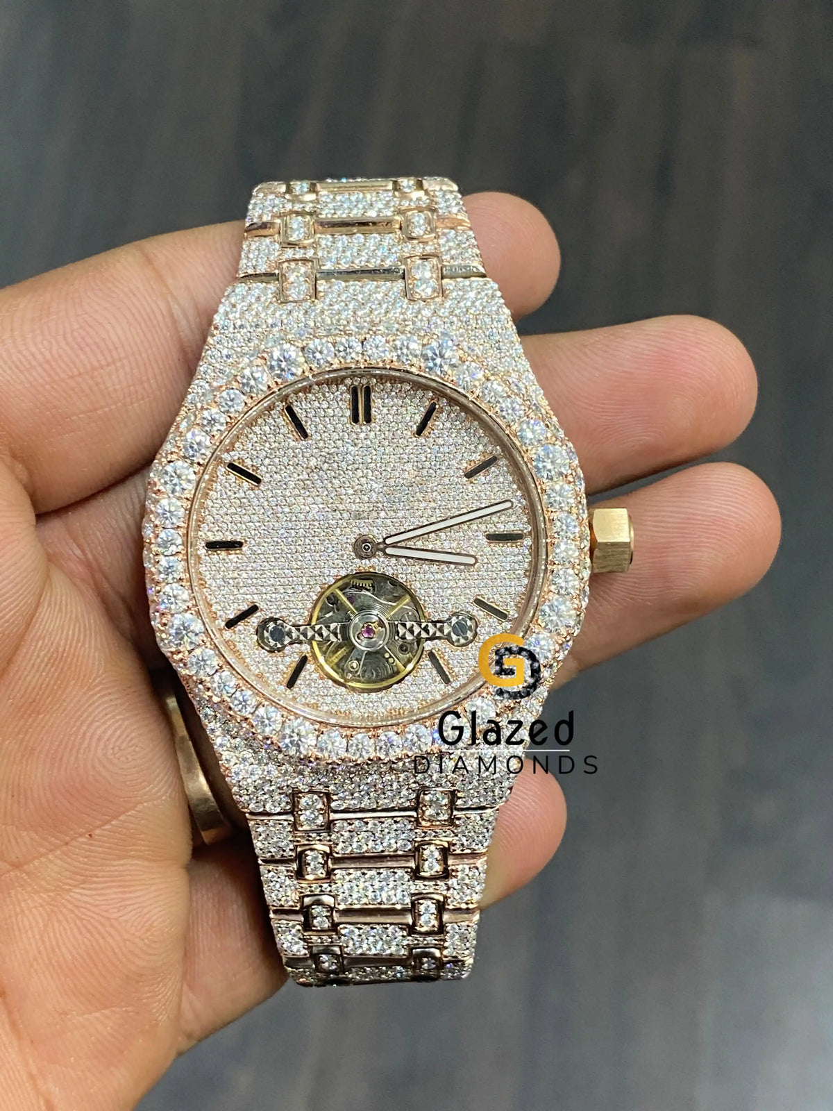 Fully Bust Down Diamond Studded Moissanite Watch