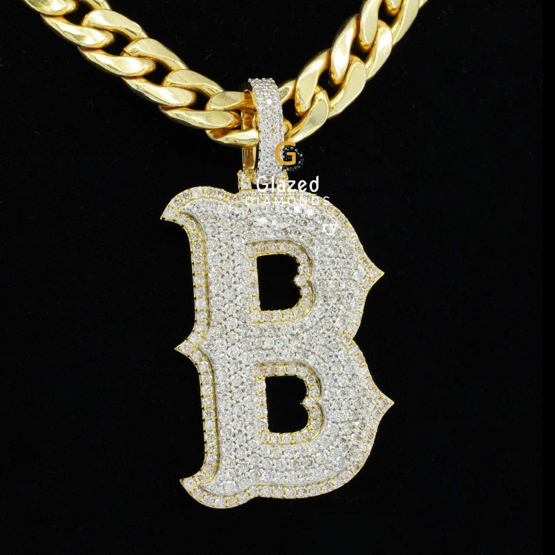 Iced Out Stylish Initial B Letter Custom Moissanite Diamond Pendant