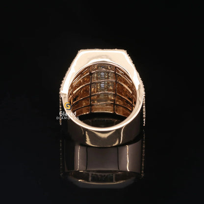 Iced Out Custom Baguette and Round Moissanite Initial Letter I Ring