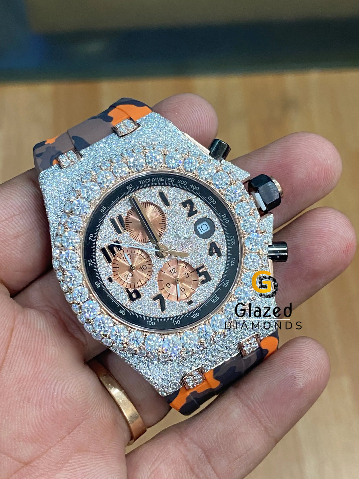 Iced Chronograph Dial Mens Watch