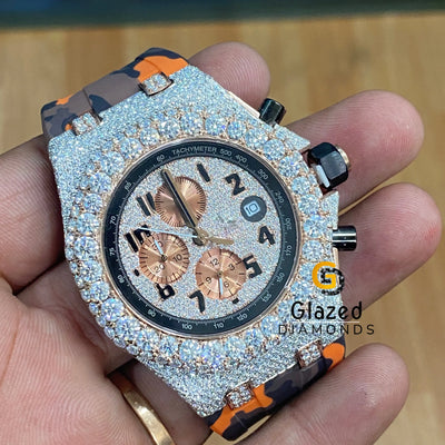 Iced Chronograph Dial Mens Watch