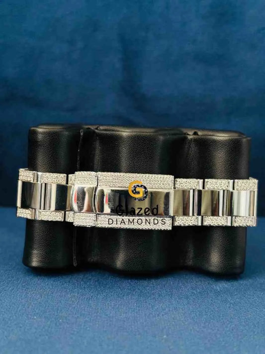 Iced Out Black Dial Baguette Bar Moissanite Watch 