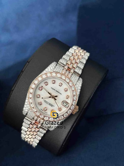 Iced Out Diamond Bezel Stick Dial Hip Hop Watch For Women