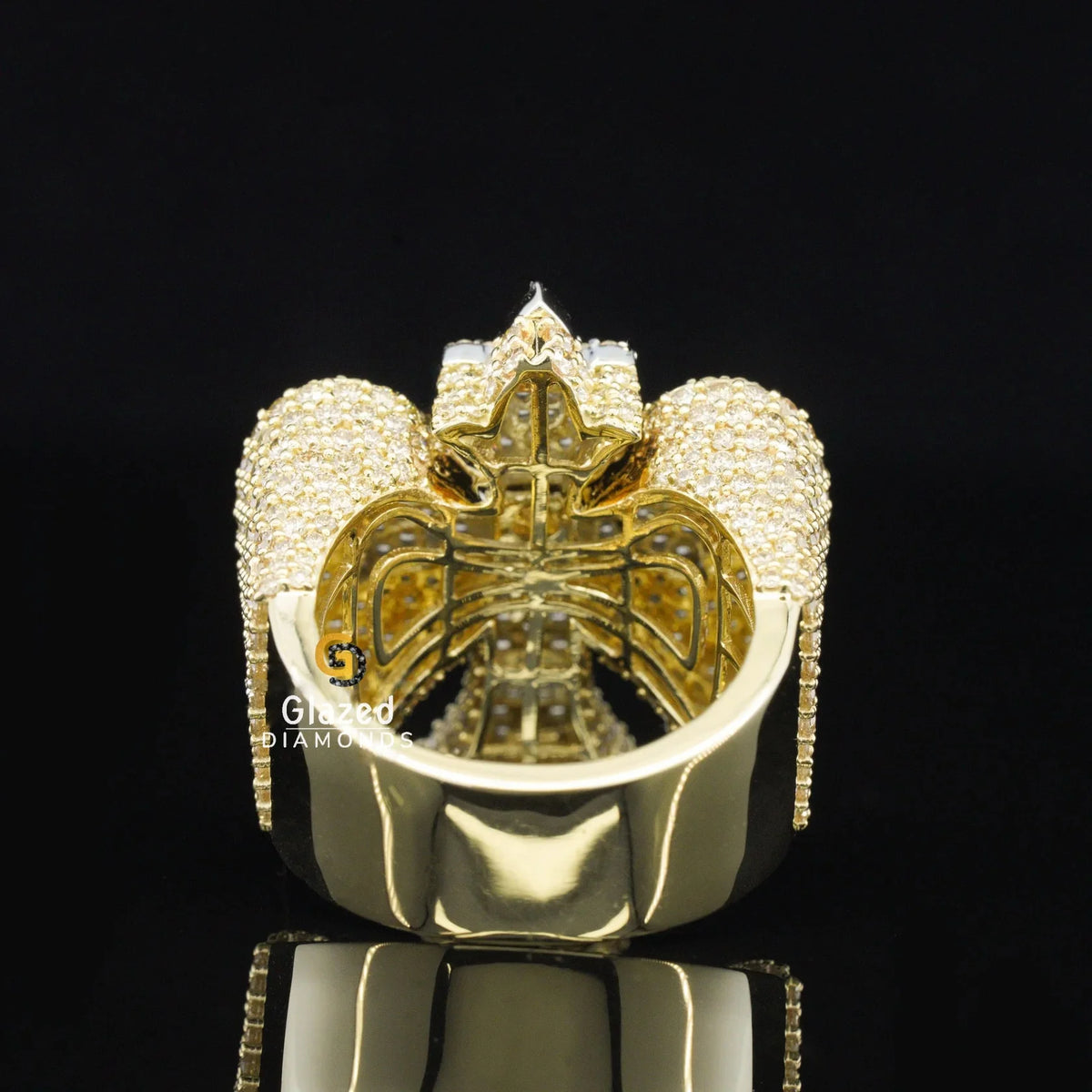 Heavy Rapper Diamond Rings Fully Iced Out Moissanite Cross Hip Hop Rapper Ring – Glazed Diamonds