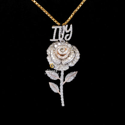 Iced Out Diamond Rose Pendant