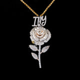 Iced Out Diamond Rose Pendant