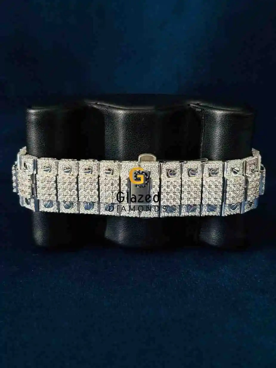 Iced Out Diamond Studded Moissanite Cartier Watch 