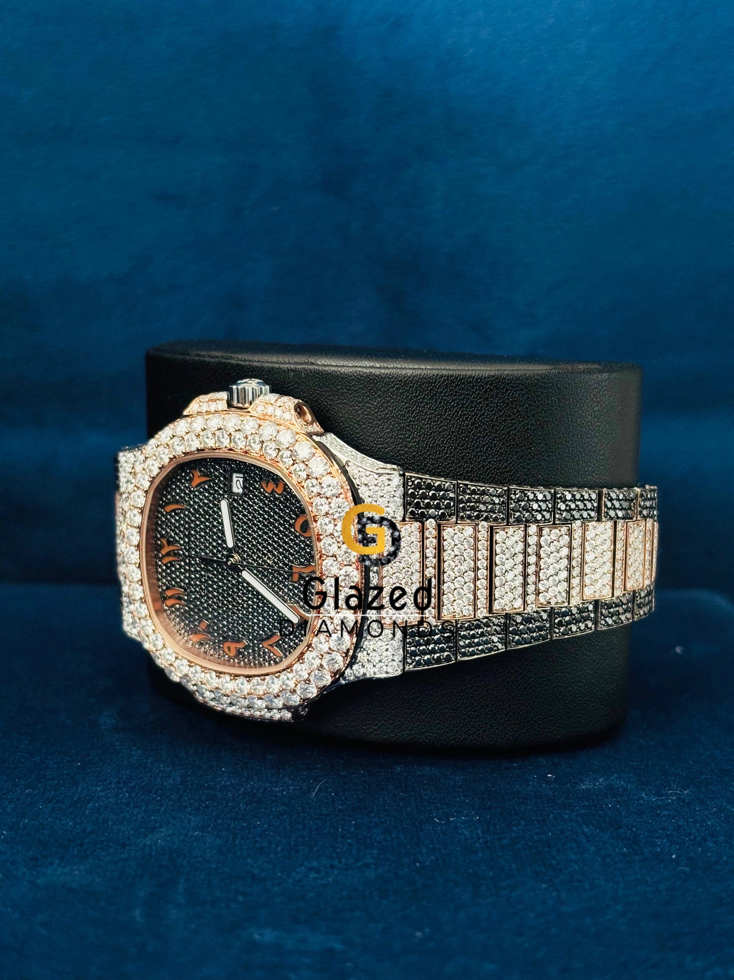 Iced Out Dual Tone Black_ White Diamond Moissanite Watch